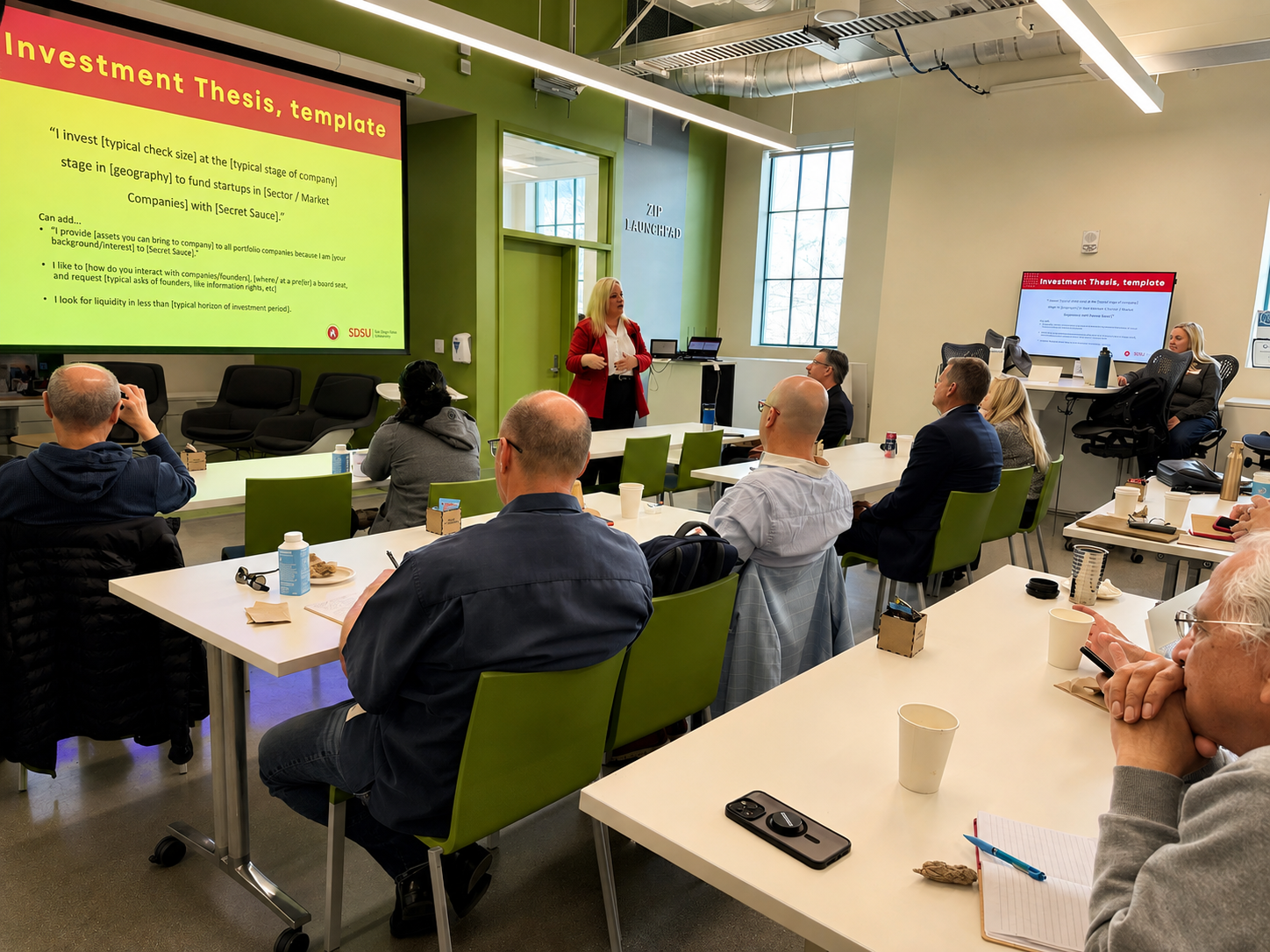 Dr. Silvia Mah leading an investment thesis workshop at SDSU ZIP Launchpad